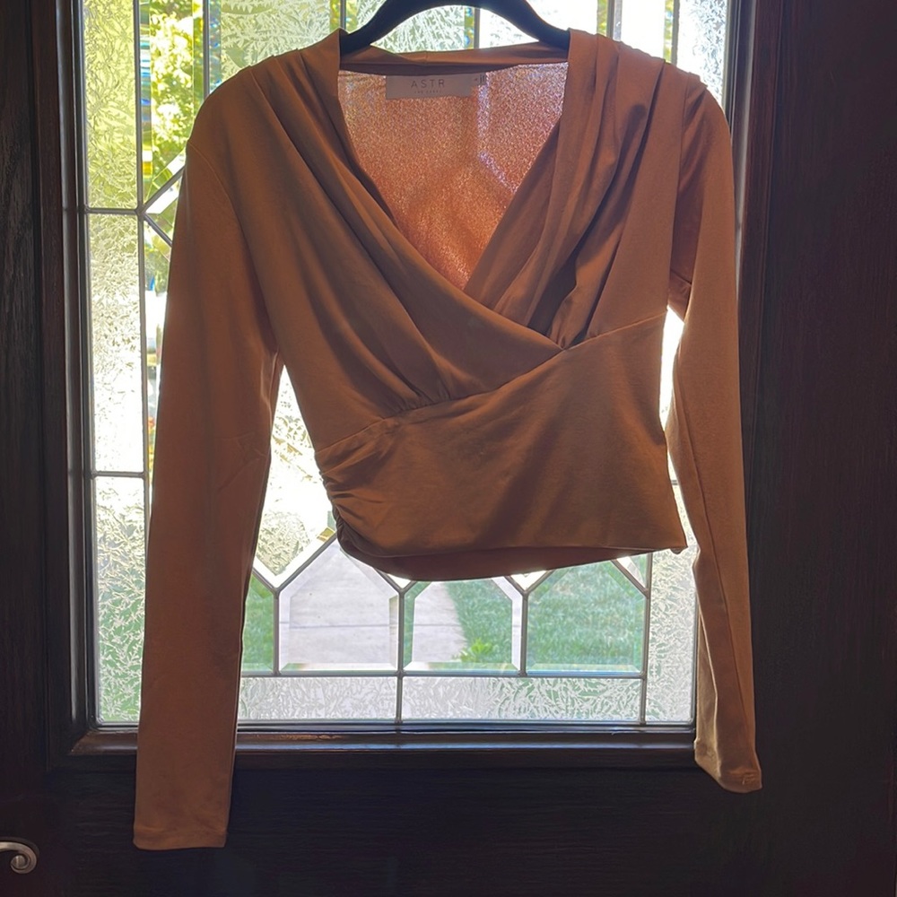 Crop top dress shirt, long sleeve
